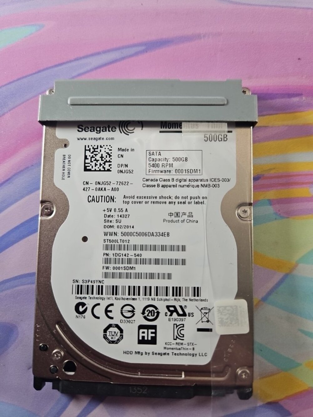 Seagate Momentus Thin 500GB HDD 2.5'' 5400RPM 1DG142-540 ST500LT012